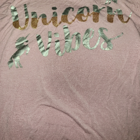 Unicorn Vibes Long Sleeve Pink Cotton T-shirt Love Size 14 Love Glam Gitl - Picture 3 of 3